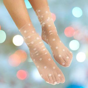 White Sheer socks Polka dots Socks Transparent Ankles socks